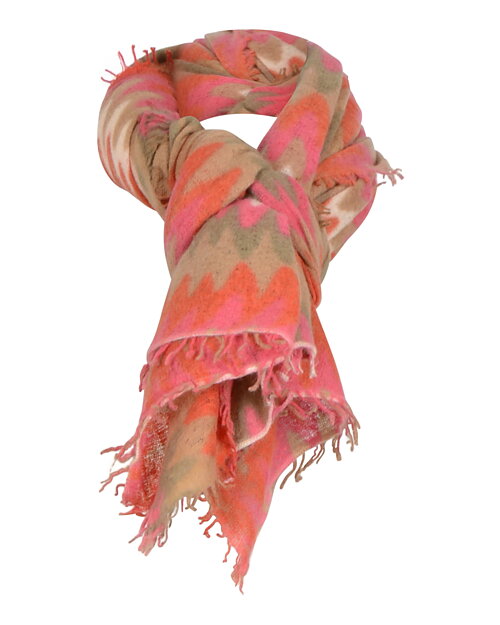 Sjal Twisted rosa/orange/beige mönstrad - 4