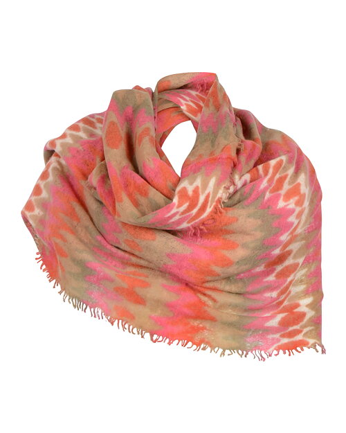 Sjal Twisted rosa/orange/beige mönstrad - 3