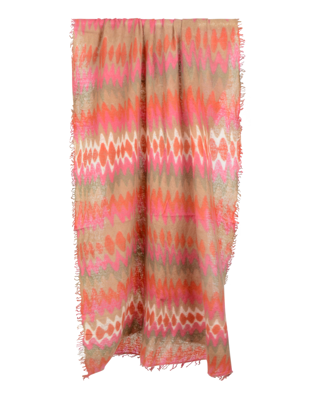Sjal Twisted rosa/orange/beige mönstrad - 5