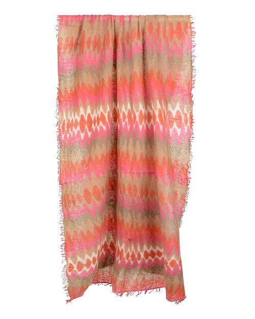 Sjal Twisted rosa/orange/beige mönstrad - 5