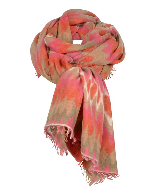 Sjal Twisted rosa/orange/beige mönstrad