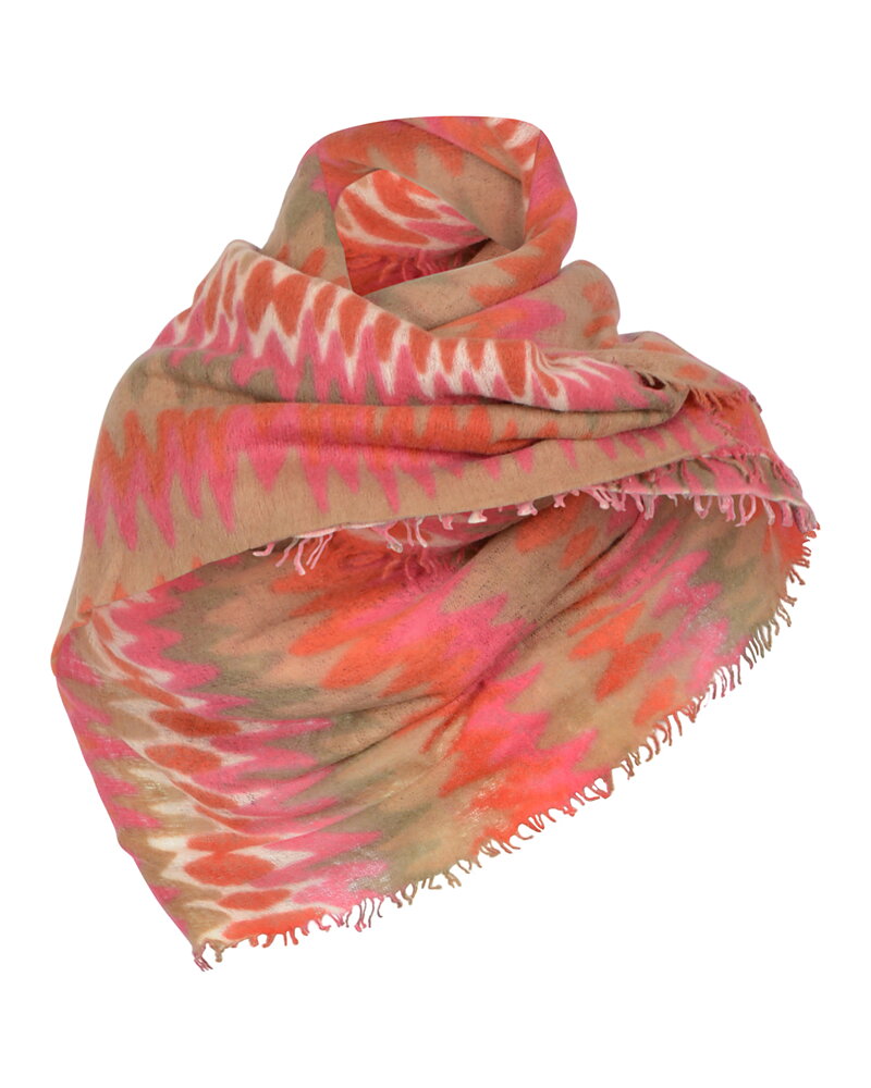 Sjal Twisted rosa/orange/beige mönstrad