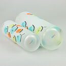Monica Backström (Candy 2004) Two Frosty Cylinder Vases with Colorful Decor 26–32 cm