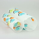 Monica Backström (Candy 2004) Two Frosty Cylinder Vases with Colorful Decor 26–32 cm