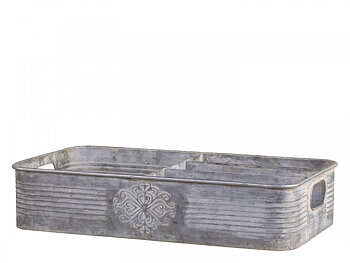 Zinklåda stor besticklåda med 4 fack lantlig stil shabby chic Gårdsromantik