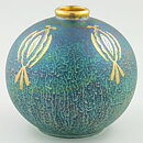 Josef Ekberg (1920s) Spherical Art Deco Vase with Green Luster Glaze 14 cm