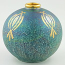 Josef Ekberg (1920s) Spherical Art Deco Vase with Green Luster Glaze 14 cm