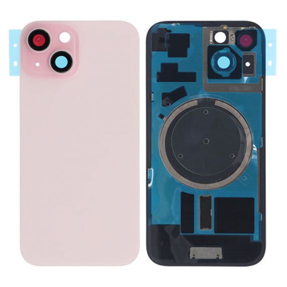 iPhone 15 Plus Baksida Glas med Magsafe Magnet med tejp - Rosa