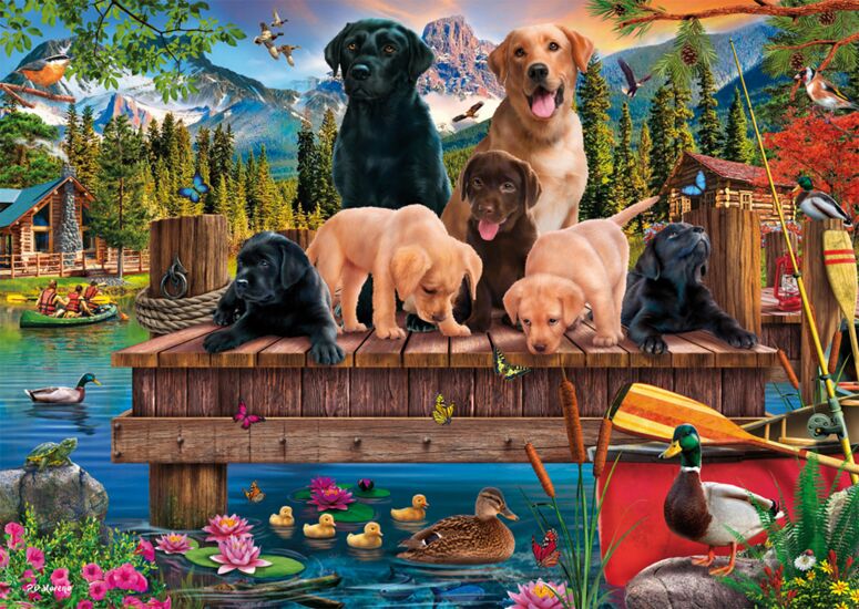 A Family of Dogs at the Lake 1000 Bitar Schmidt
