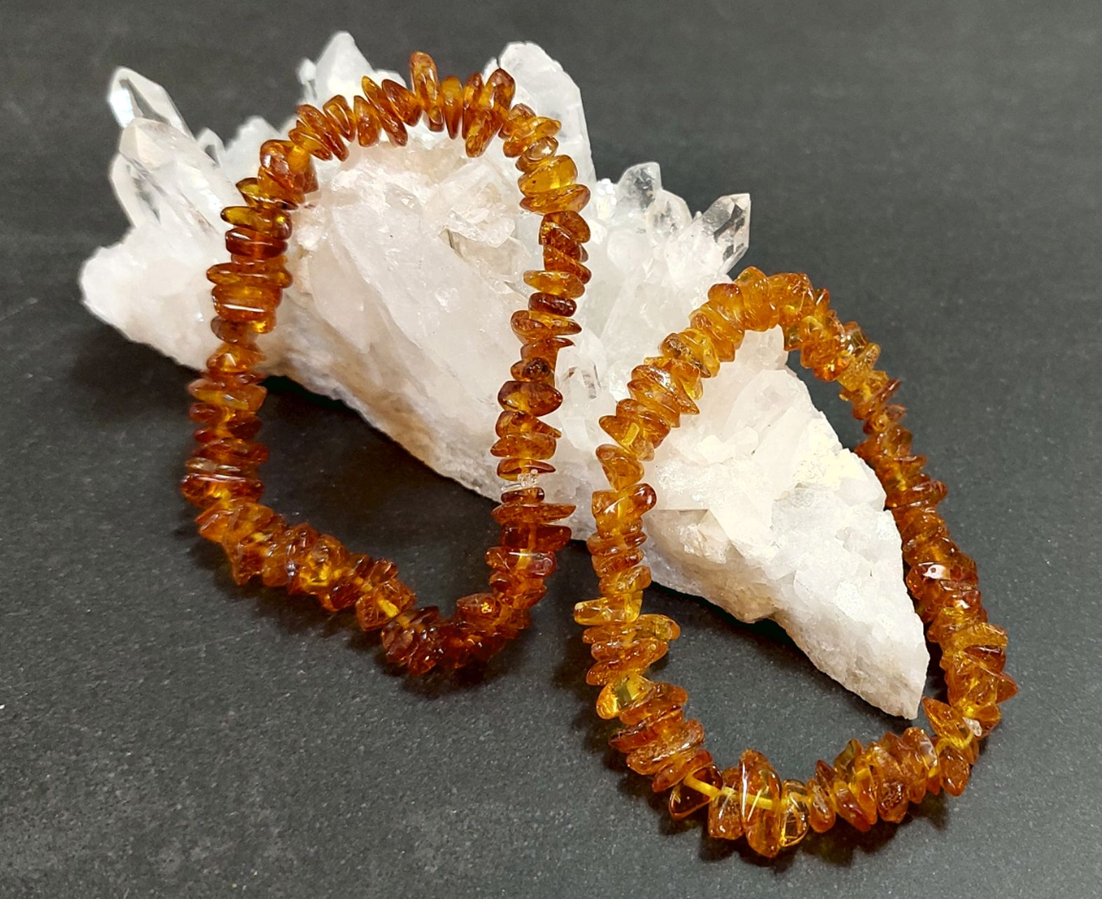 Bärnsten Chip Armband, Mellan  brun