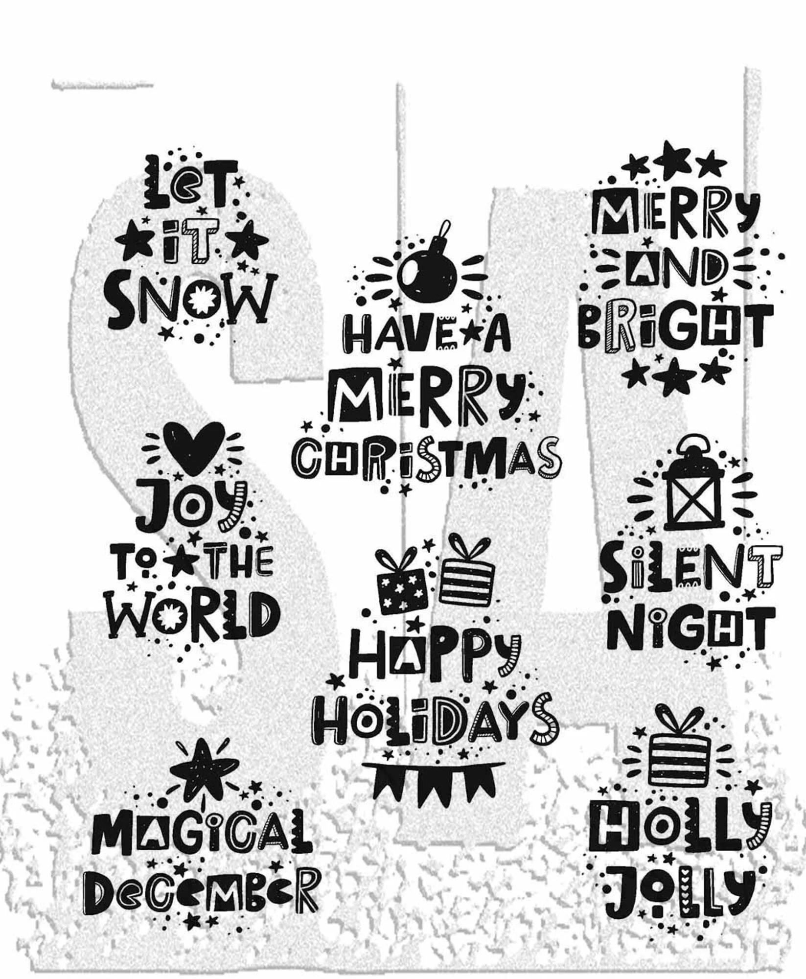 Tim Holtz Cling Rubber Stamps Holiday Whatnots CMS496 - 6