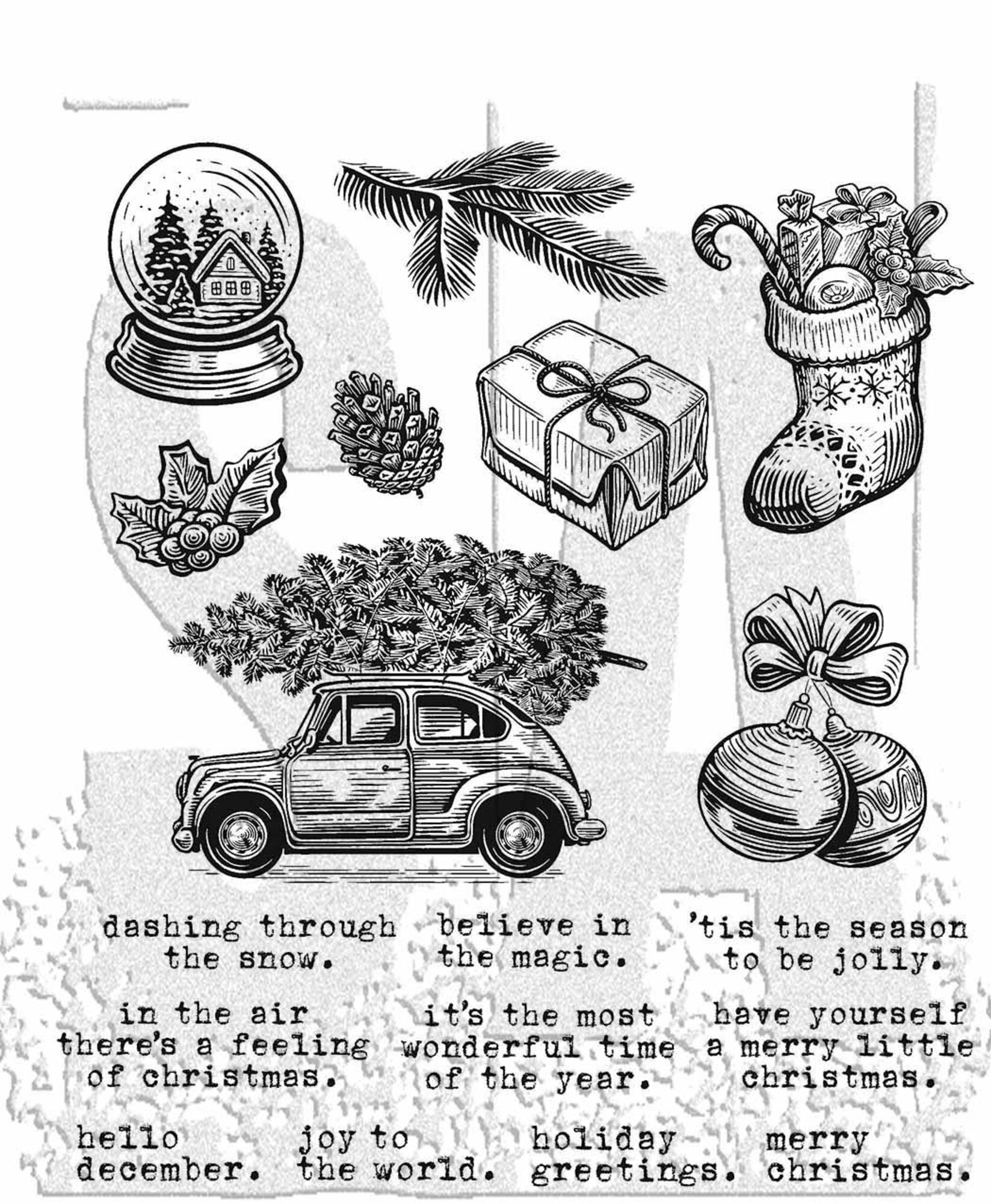 Tim Holtz Cling Rubber Stamps Home For Christmas CMS498 - 6