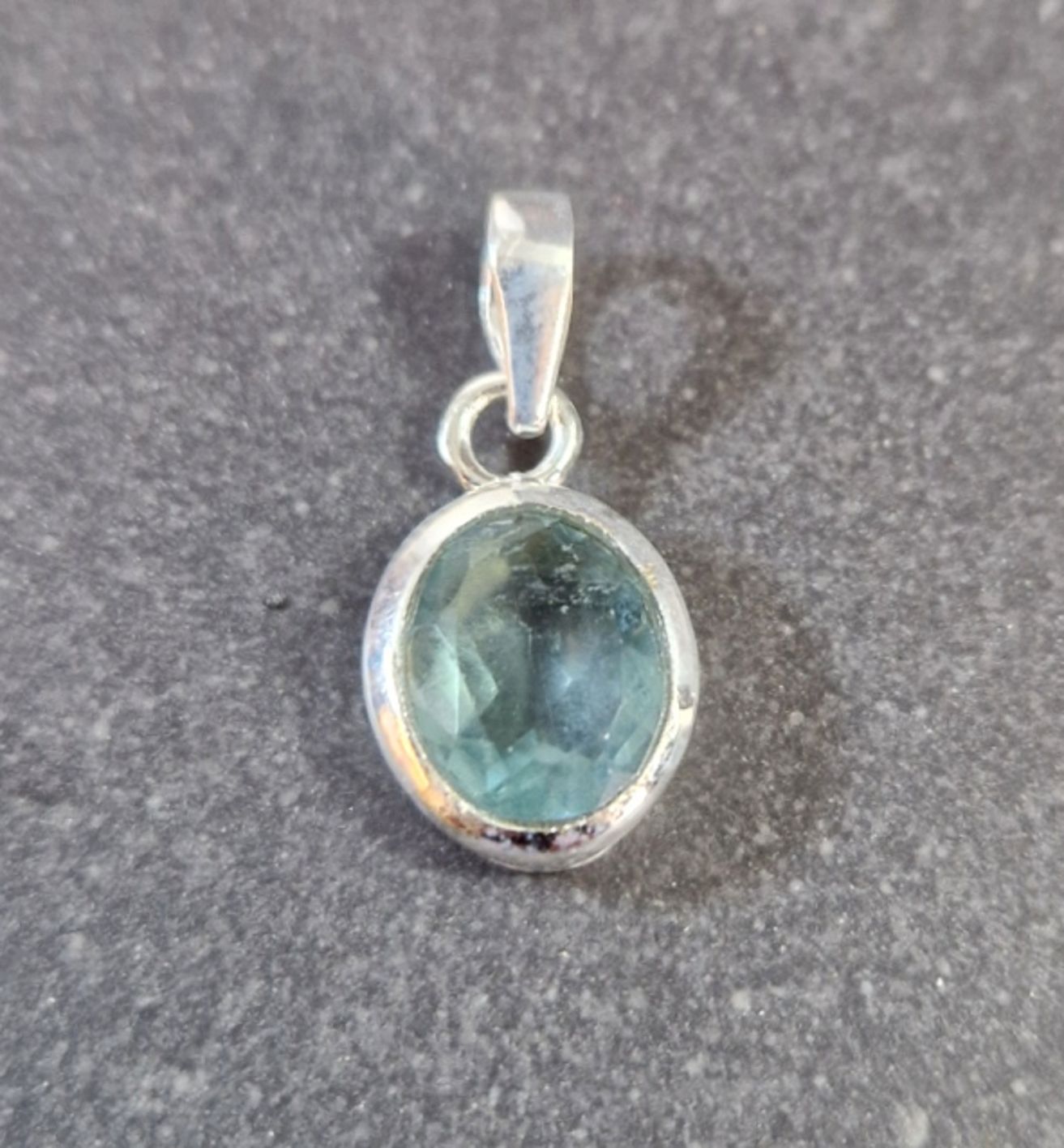 Silver hänge med Sten Cabochon - Rund - 9