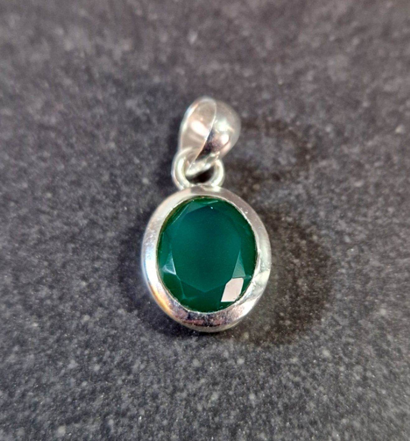 Silver hänge med Sten Cabochon - Rund - 8