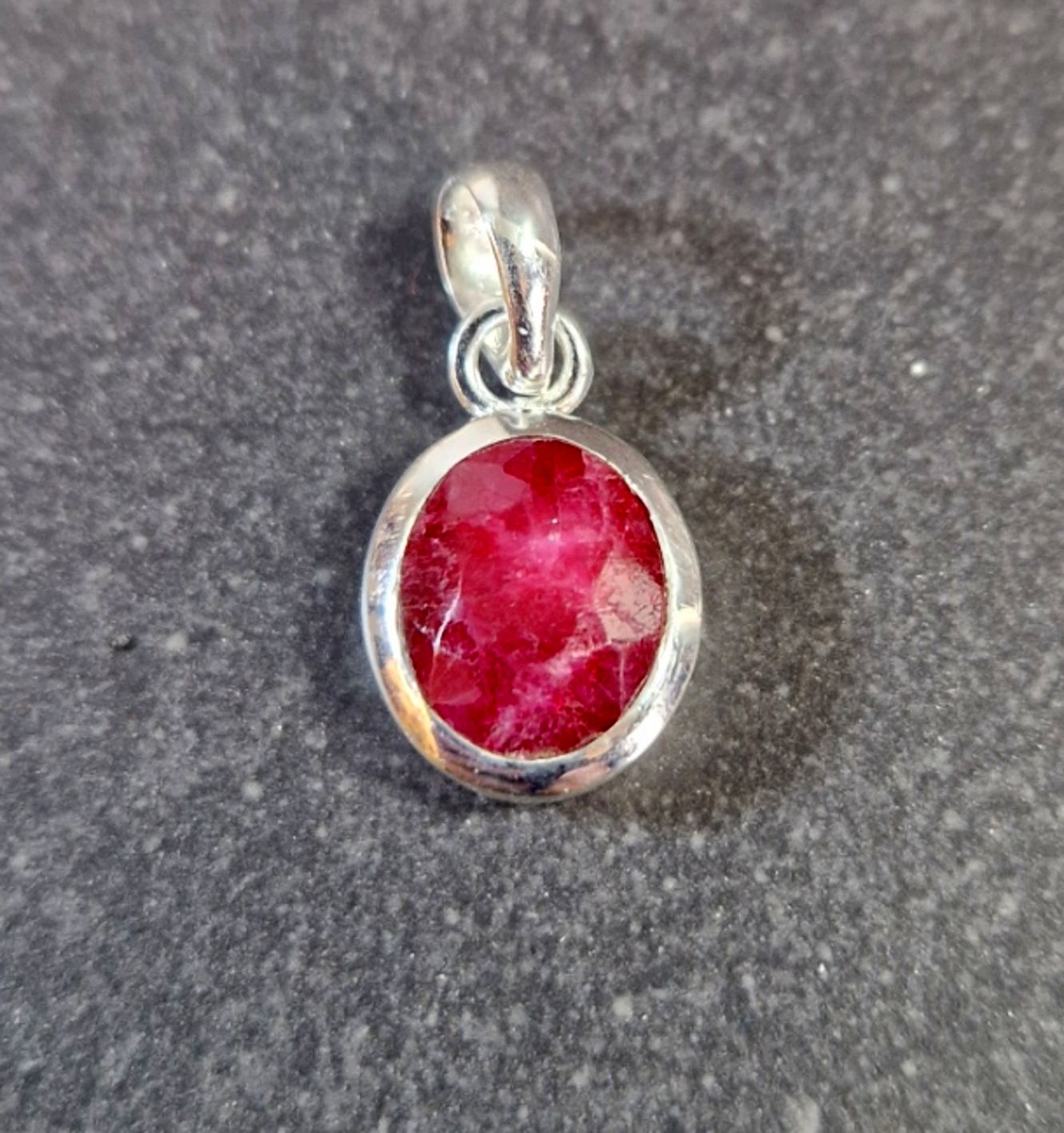 Silver hänge med Sten Cabochon - Rund - 21