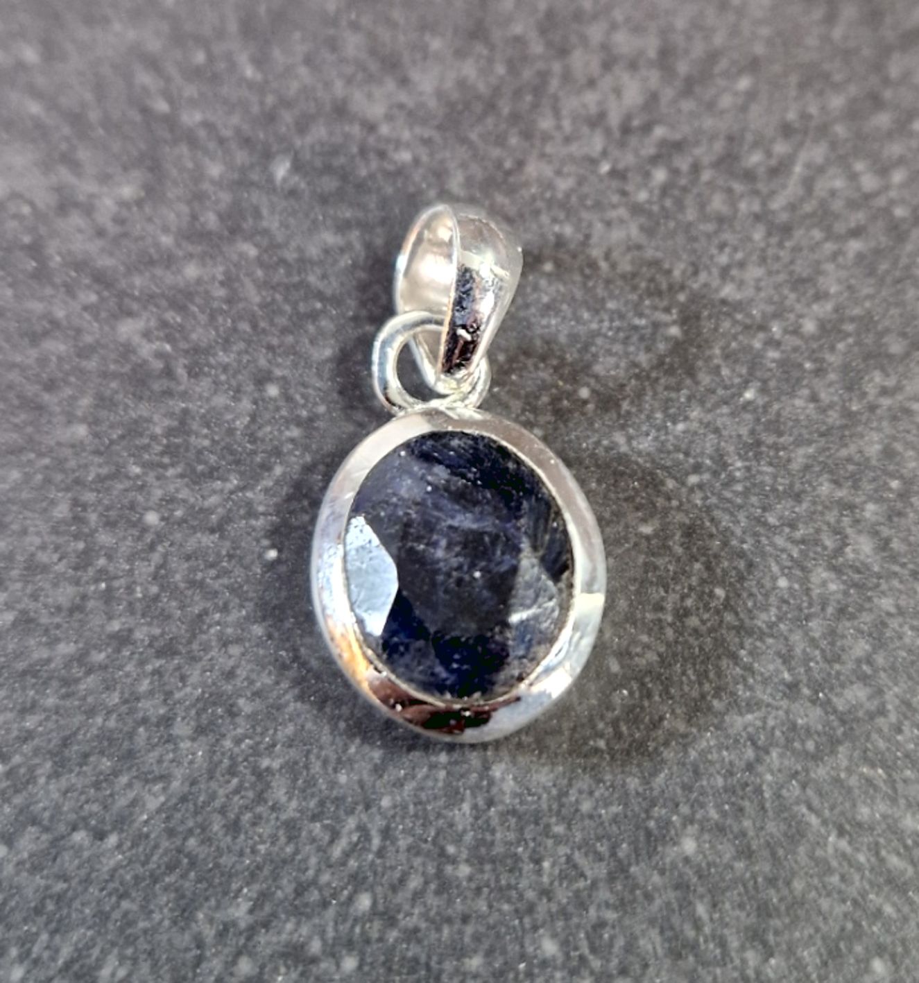 Silver hänge med Sten Cabochon - Rund - 14