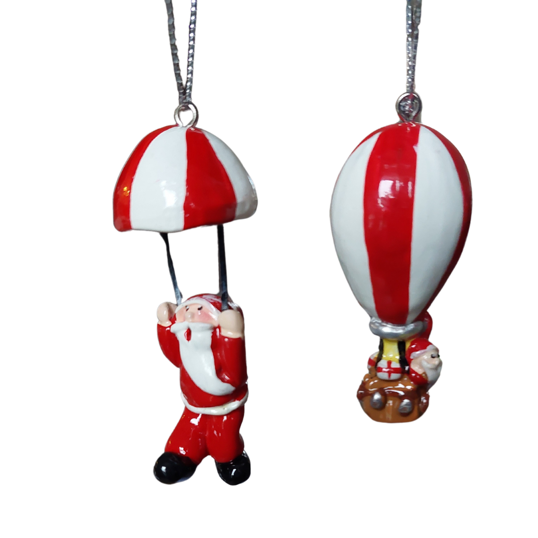 Fallskärm och Ballong med Jultomtar 2st - 2
