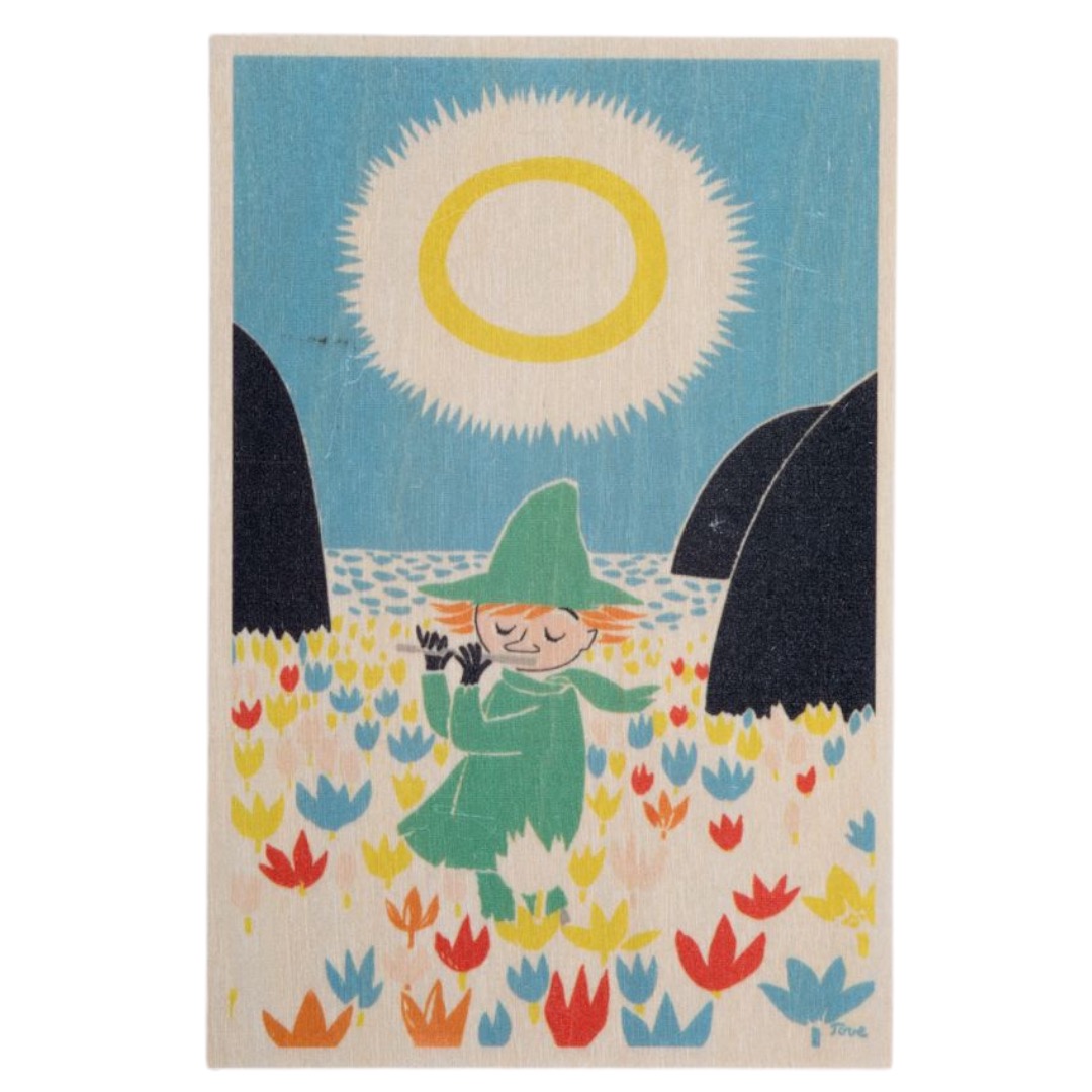Moomin Wooden Card - Snufkin plays the flute