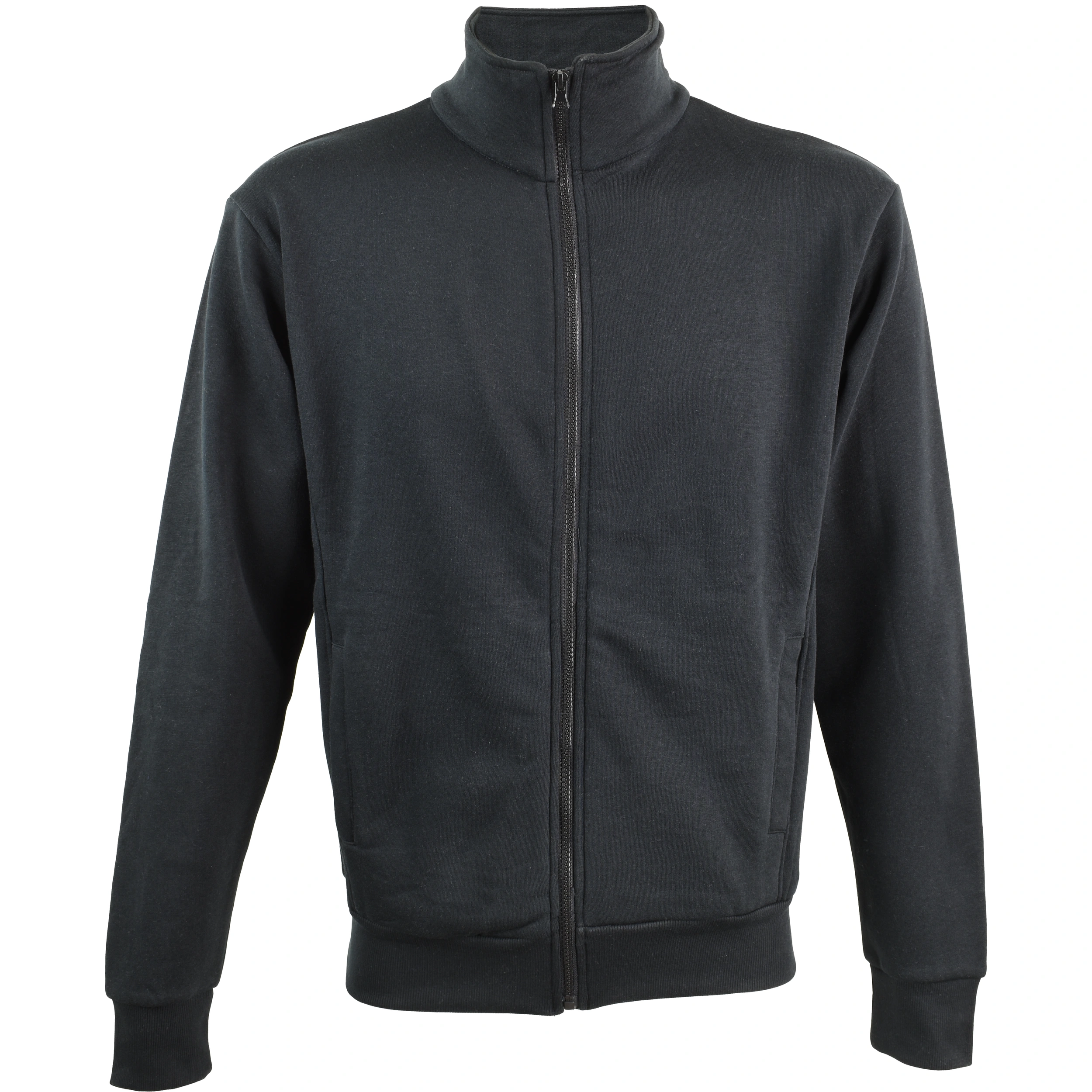 Tjocktröja utan luva - hel zip svart