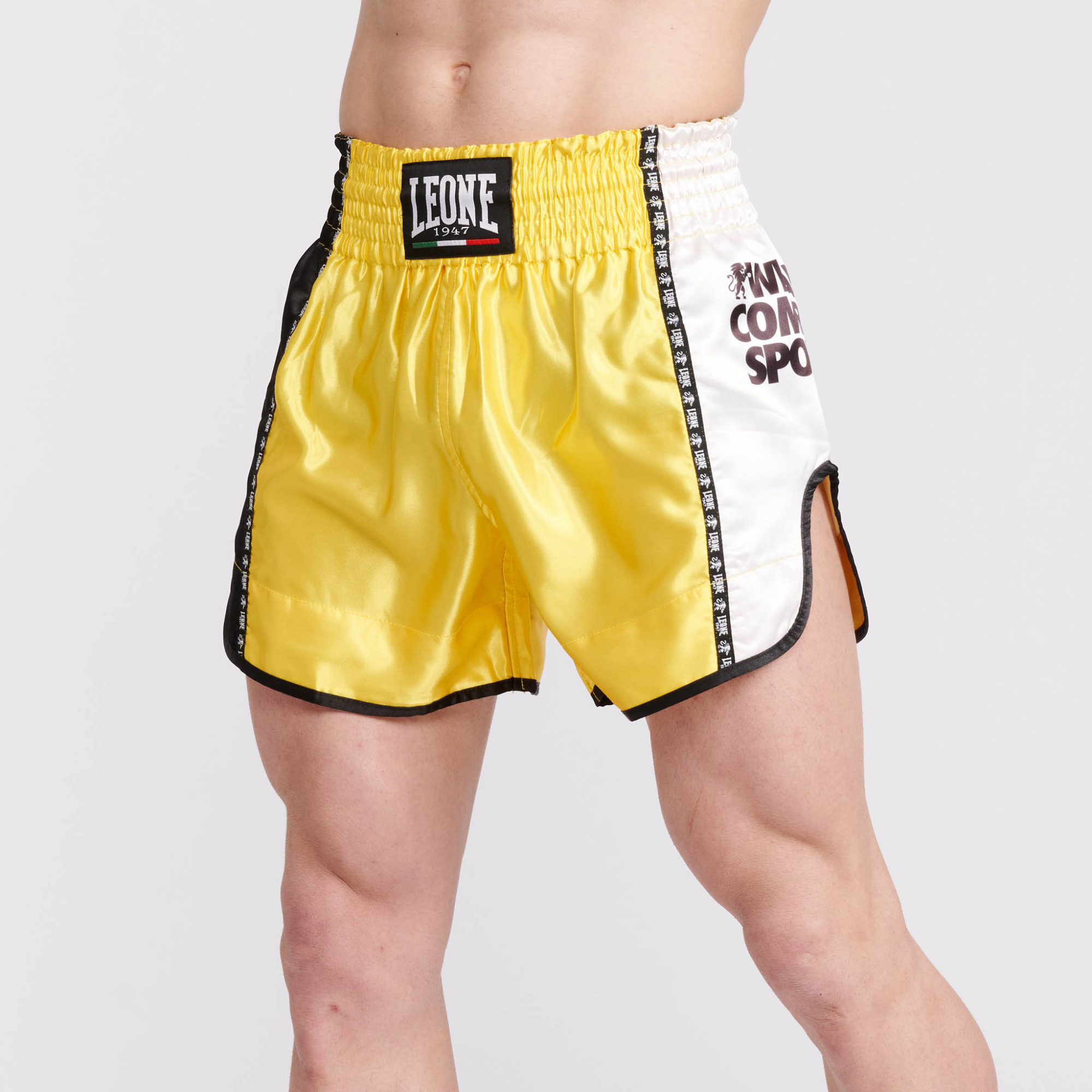 Leone Combat Thaishorts, Yellow/White/Svart