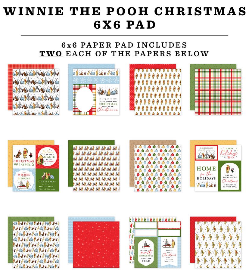 ECHO PARK PAPER-Winnie The Pooh Christmas 6x6 Inch Paper Pad  - 2