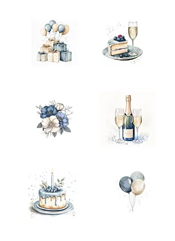  Reprint klippark A4 - Birthday blue