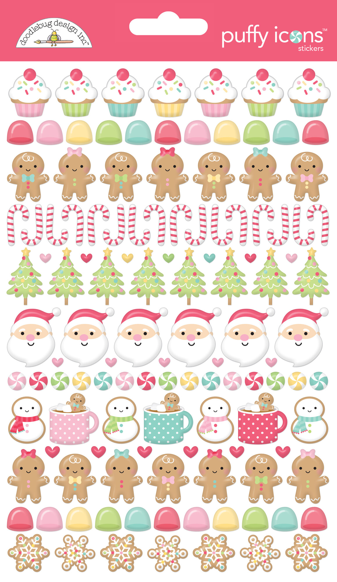 Doodlebug Design -Gingerbread Kisses Puffy Icons Stickers