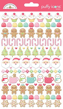 Doodlebug Design -Gingerbread Kisses Puffy Icons Stickers