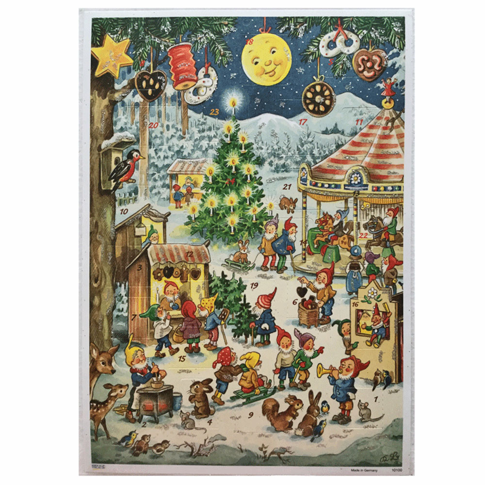 Adventskalender A4 - Tomtar på julmarknad