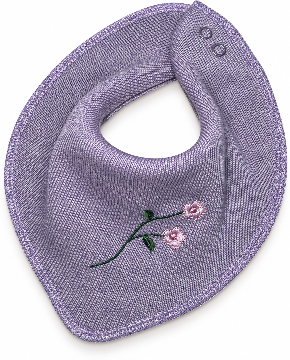 Dregelscarf i ull Reuse – lila med blommor | One size