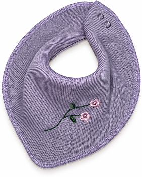 Dregelscarf i ull Reuse – lila med blommor | One size