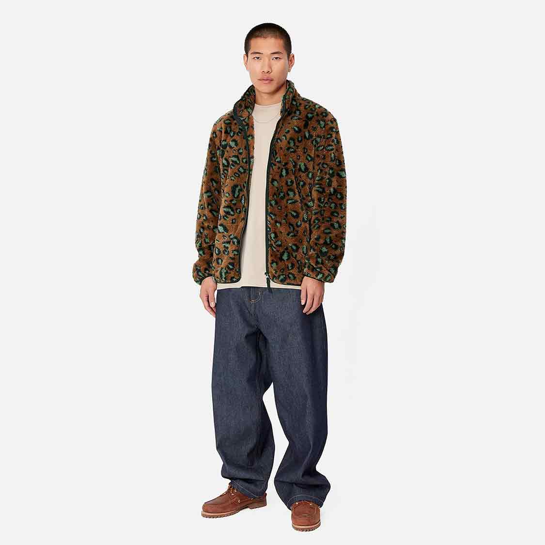 Carhartt WIP - Jebson Sweat Jacket Camo Leo, Tamarind/Black - 4