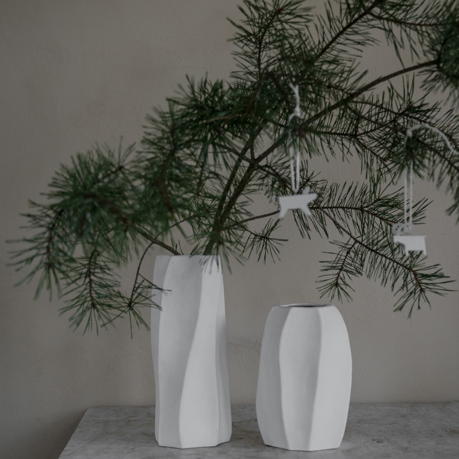 Vas stengods 23 cm  vit - ERNST - 3