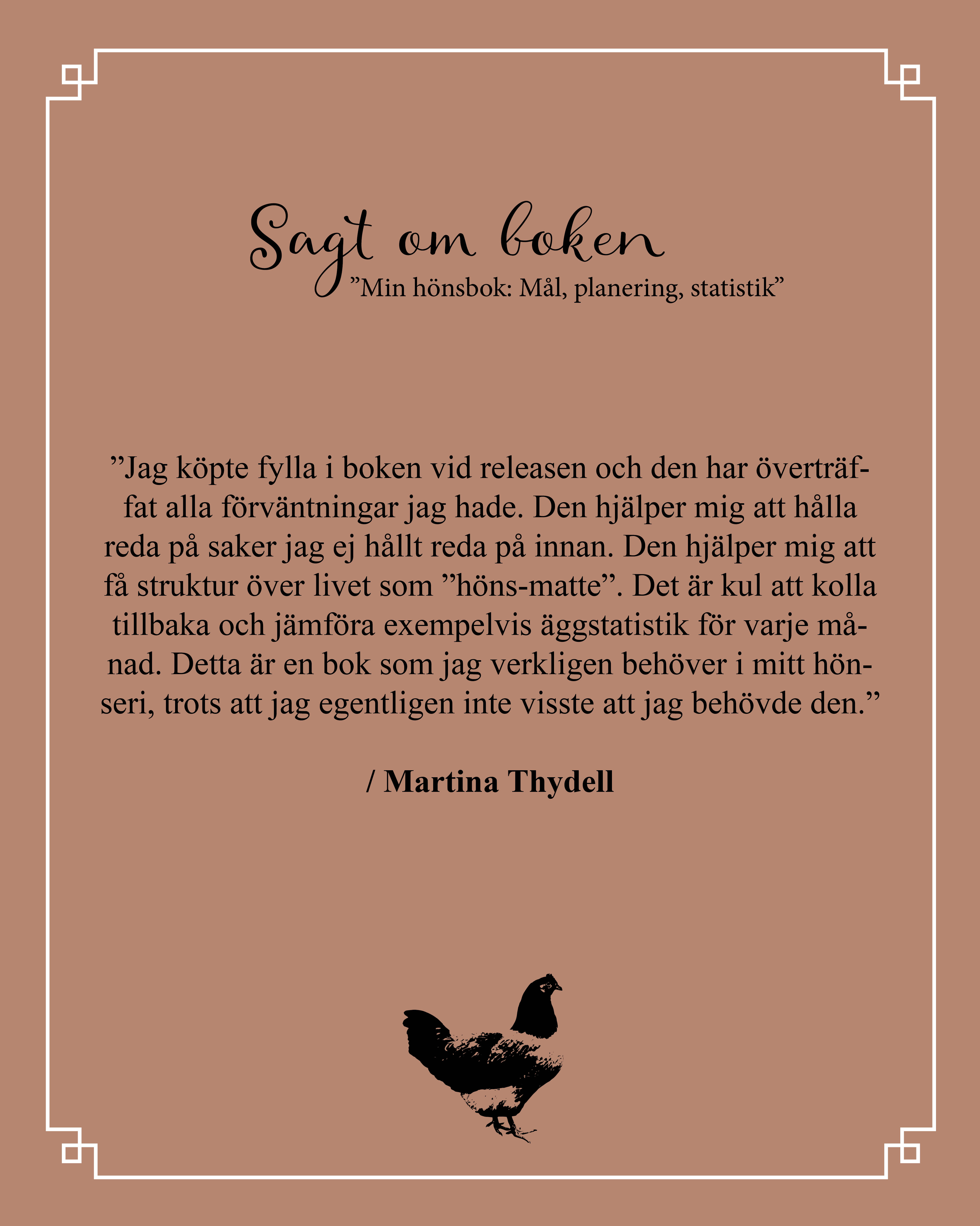 Recension "Min hönsbok: Mål, planering, statistik"
