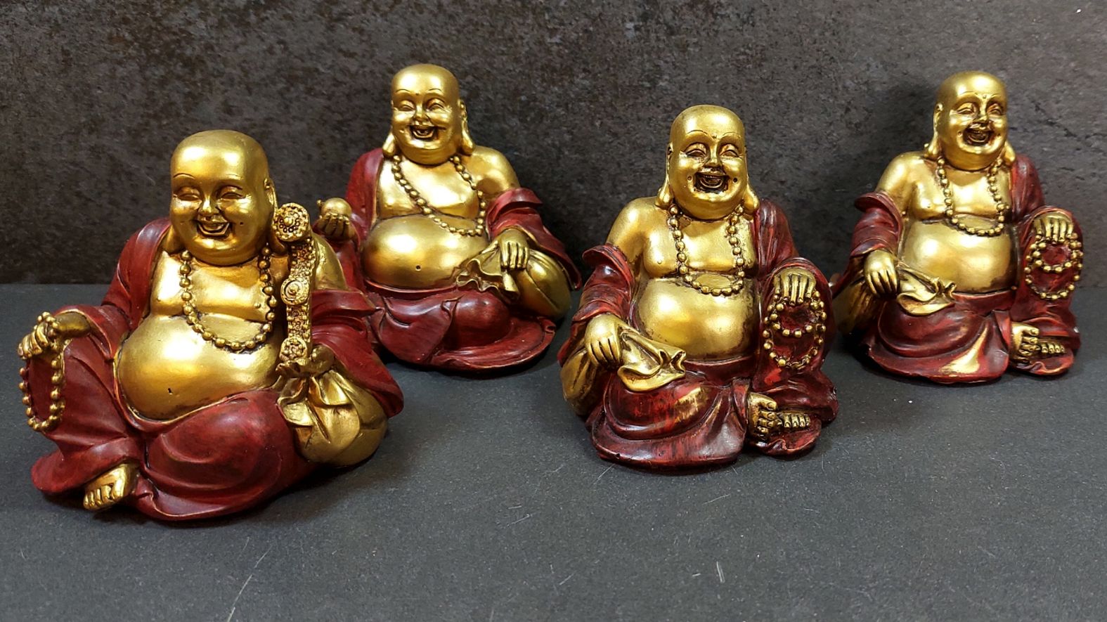 Glad Buddha , Guld /Röd  - 2
