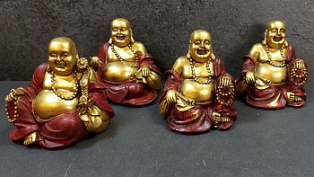 Glad Buddha , Guld /Röd 