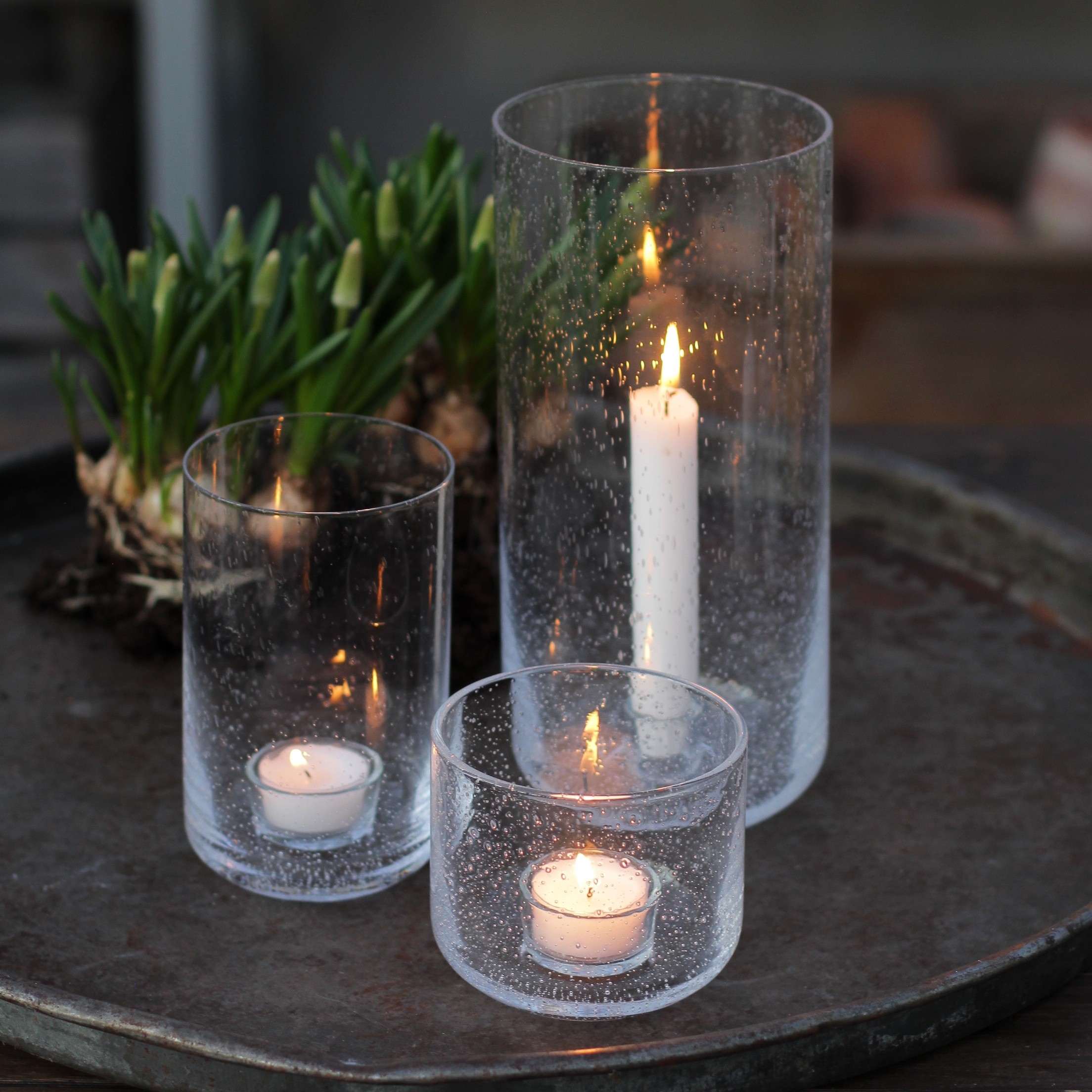 Ljusstake av bubbligt glas - ERNST - 2