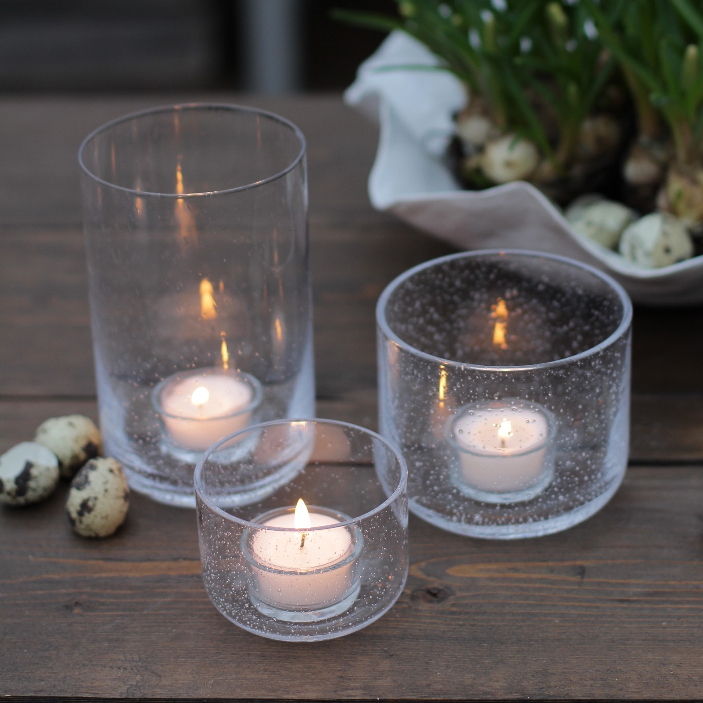 Ljuslykta av bubbligt glas Mellan- ERNST - 3