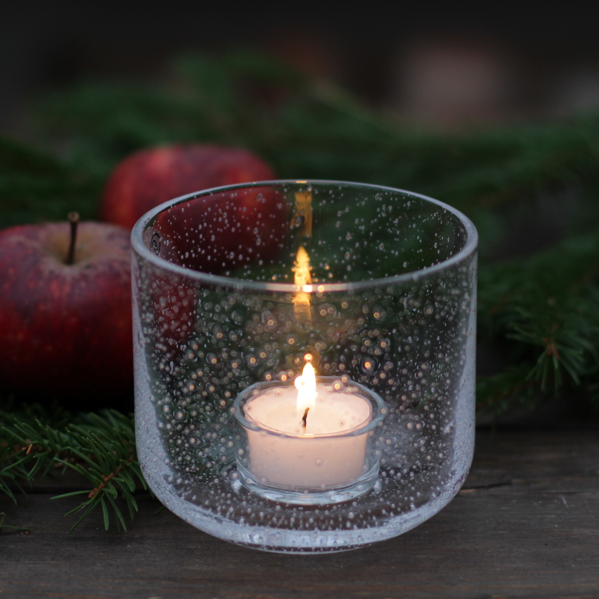 Ljuslykta av bubbligt glas Mellan- ERNST - 8