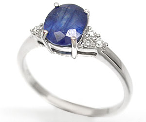 Anillo de oro con zafiro azul y diamantes blancos genuinos de lujo de 1,65 ct - 2