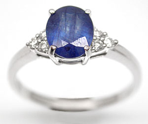 Anillo de oro con zafiro azul y diamantes blancos genuinos de lujo de 1,65 ct