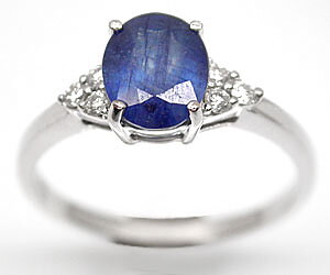Anillo de oro con zafiro azul y diamantes blancos genuinos de lujo de 1,65 ct