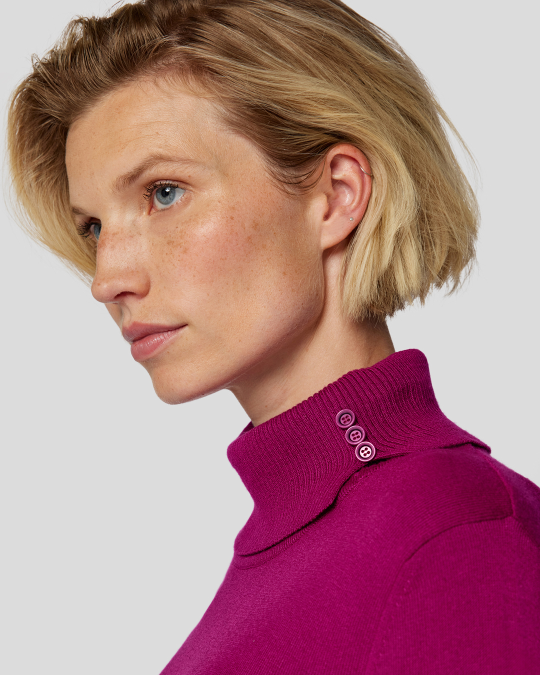 Polo mörk cerise med knappar - 3