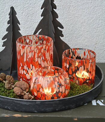 Ljuslykta party röd glas 12 cm L