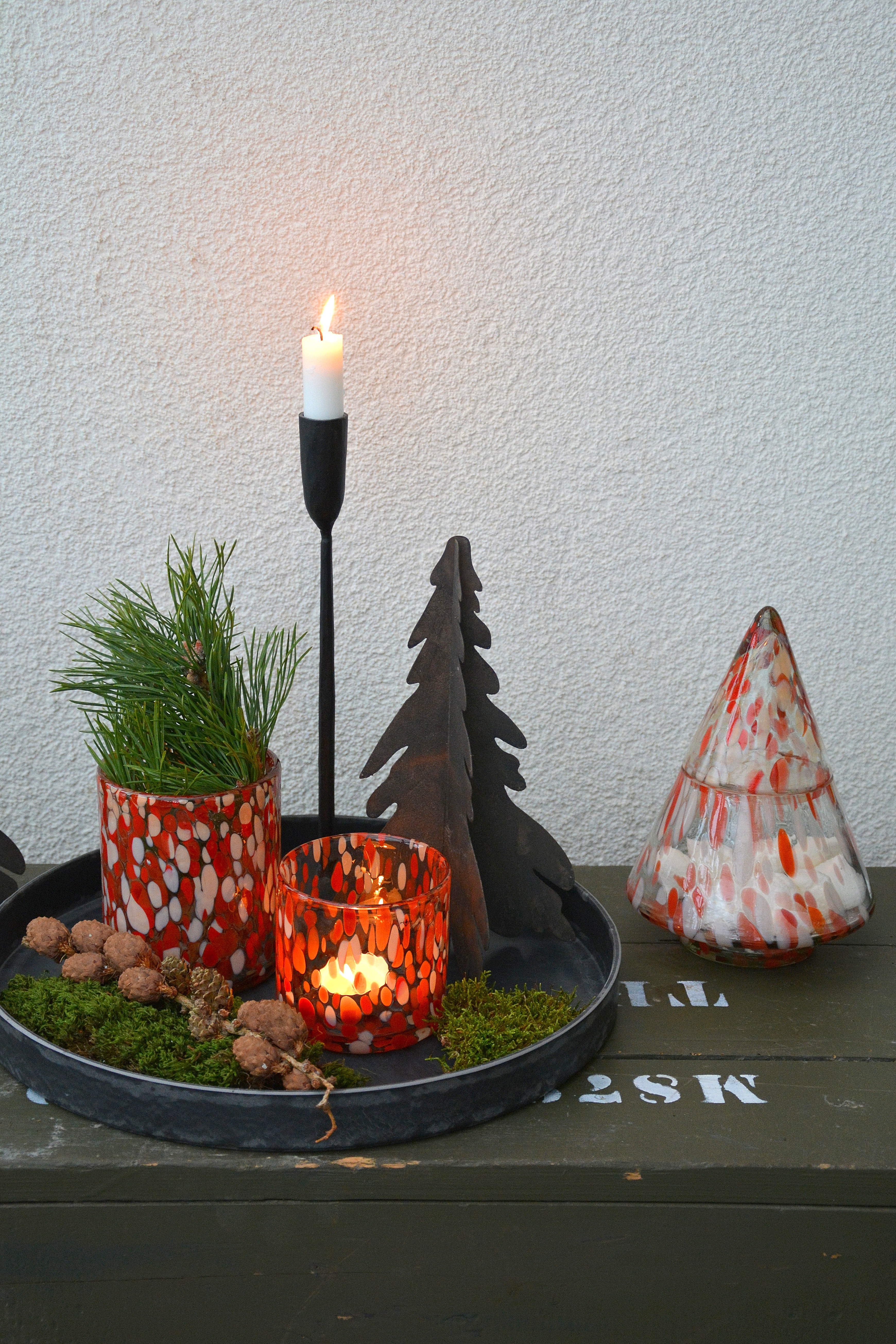 Ljuslykta party röd glas 12 cm L - 4