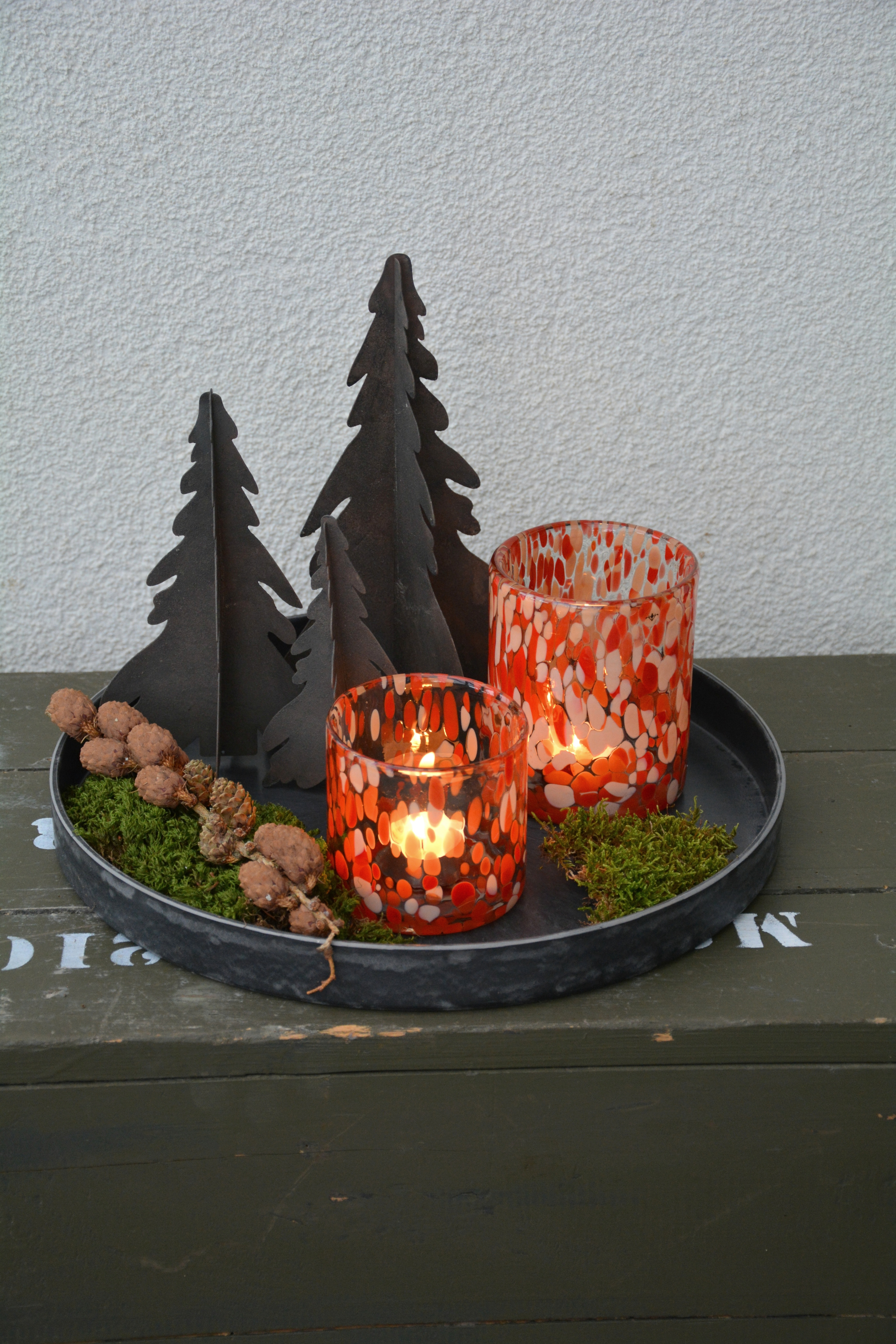Ljuslykta party röd glas 12 cm L - 3