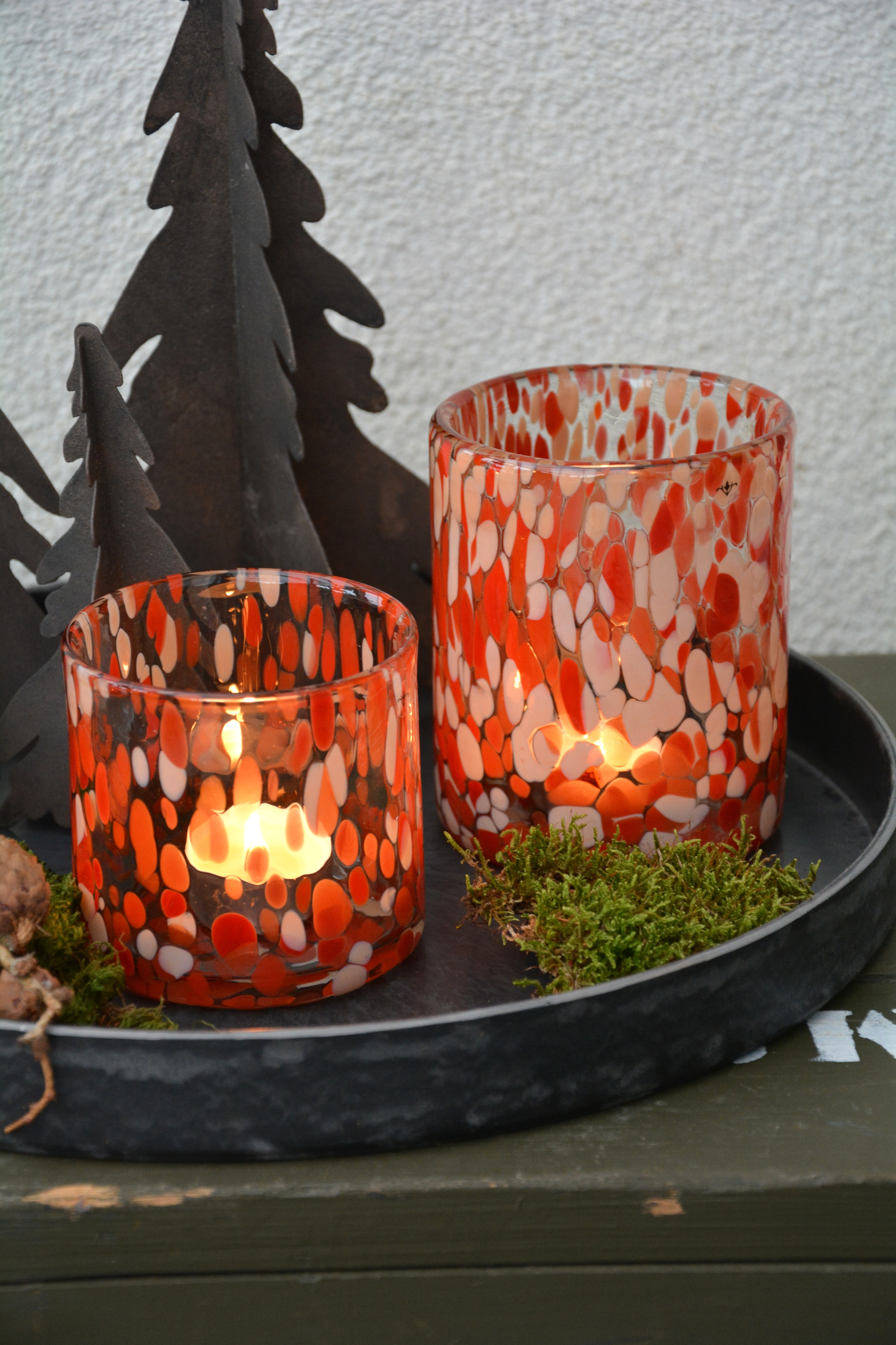Ljuslykta party röd glas 9 cm S