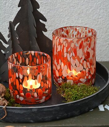 Ljuslykta party röd glas 9 cm S