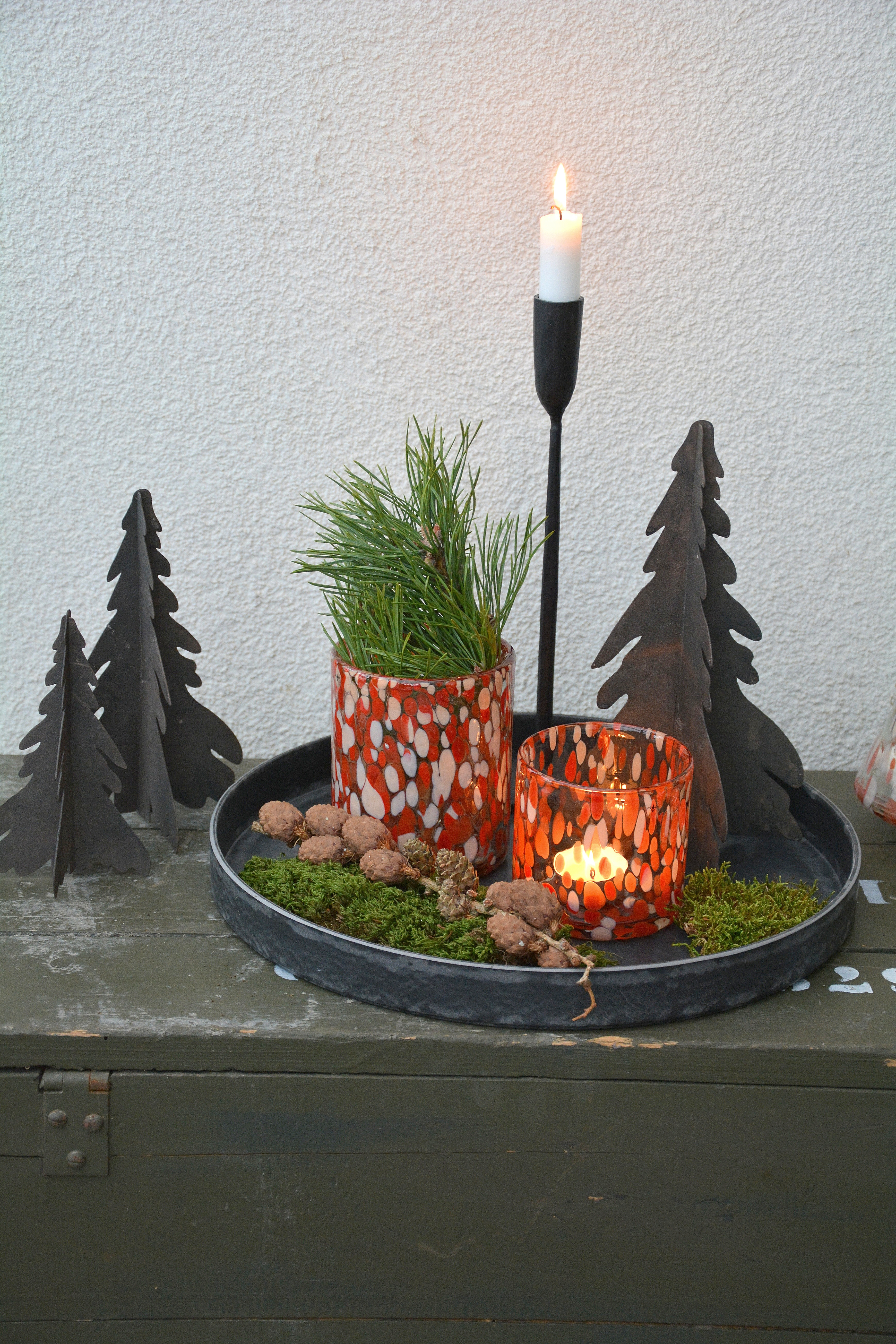 Ljuslykta party röd glas 9 cm S - 4