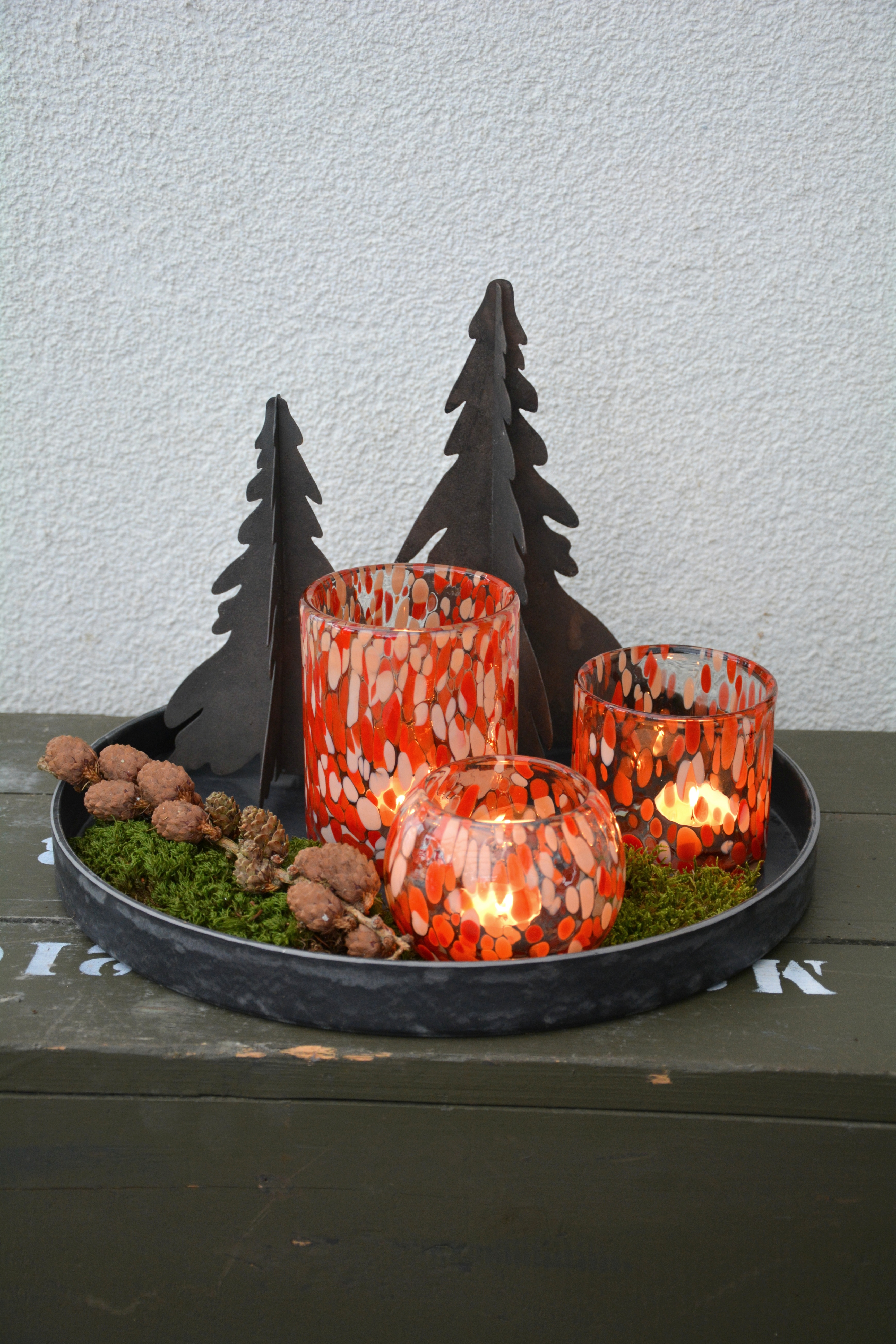 Ljuslykta party röd glas 10 cm rund - 4